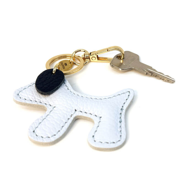 rixi Gronau Bag Charm Taschenanhaenger Woofy Leder hellblau , seitenansicht